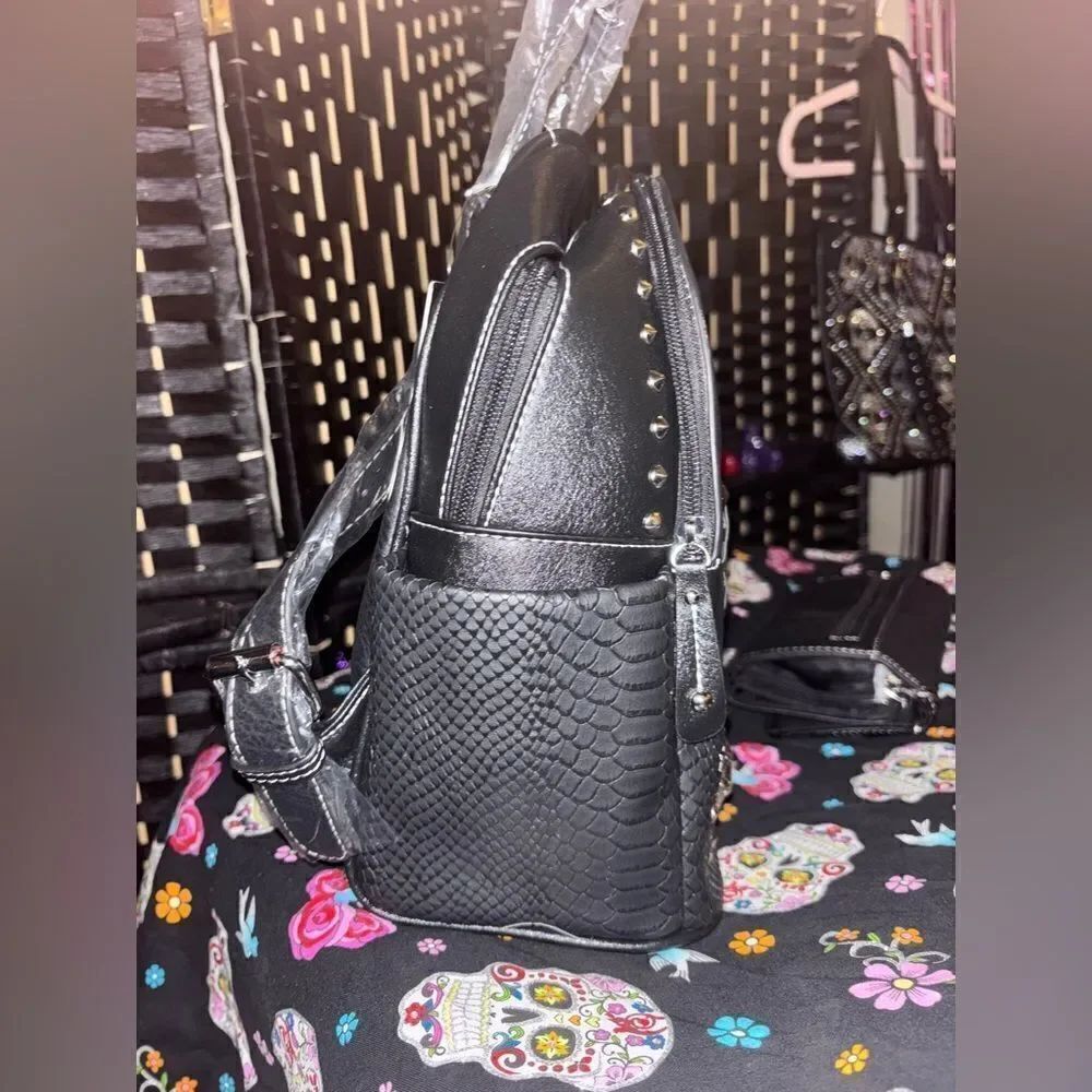 Edgy Backpack with Studded Skull Design - Picture 6 of 6